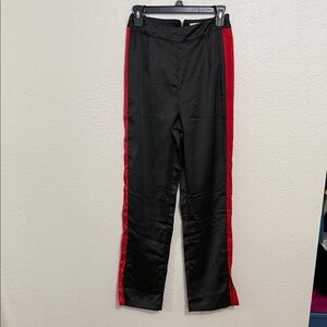 by the way. Black Pants with Red Stripes
